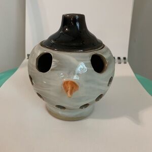 Allan Ditton Signed Studio Pottery Christmas Snowman Tealight